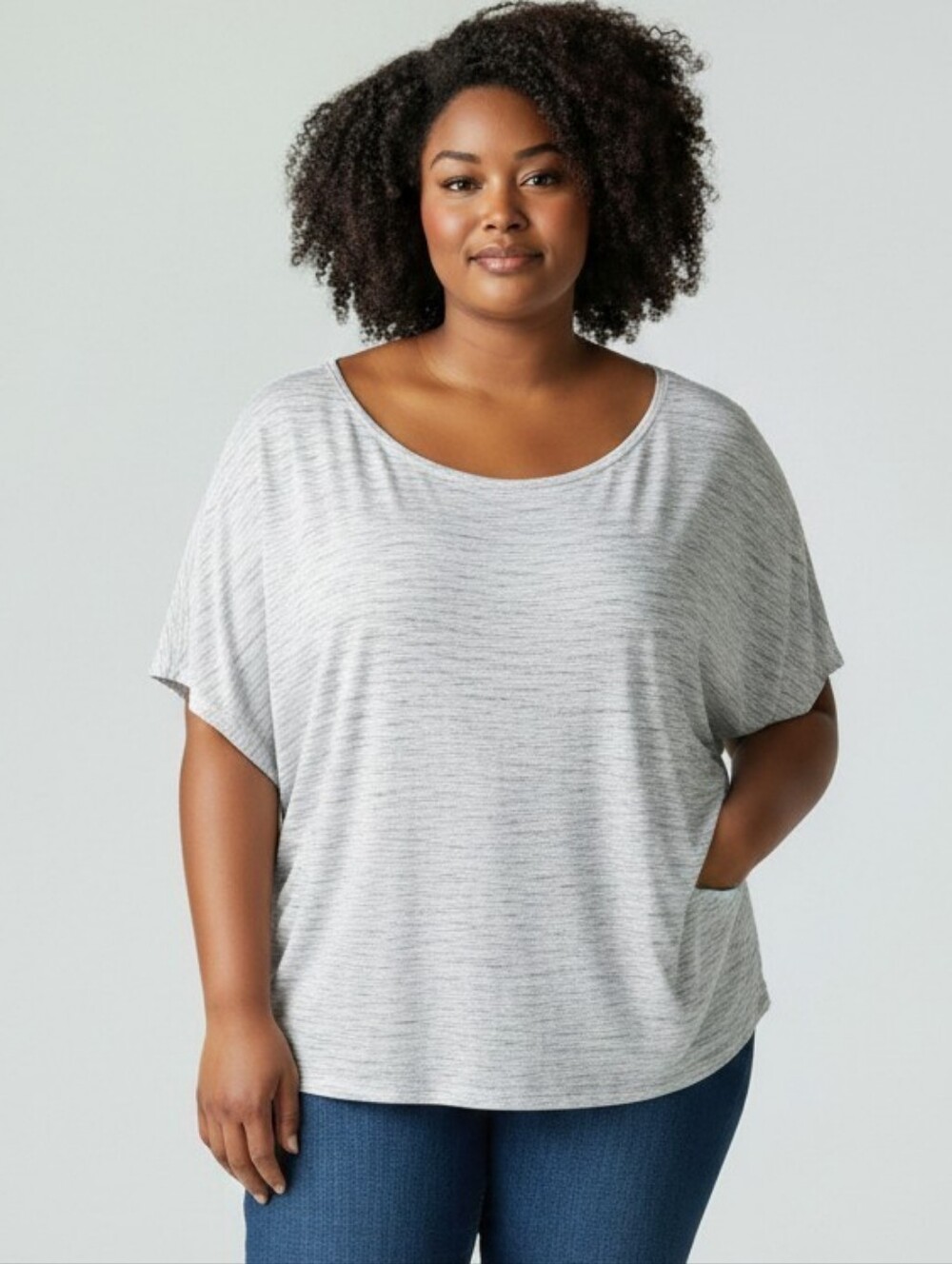 Old Navy Luxe White And Gray Short-Sleeve Scoop Neck Tee NWOT 4X
